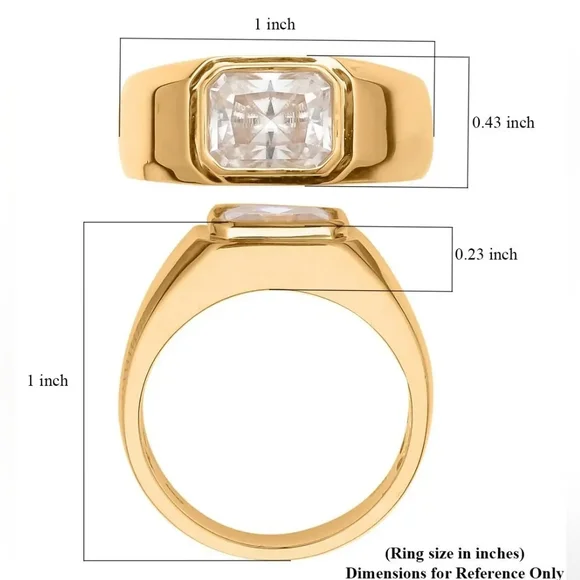 Father's Day Moissanite Men's Ring in Vermeil YG Over Sterling Silver - Picture 7 of 7